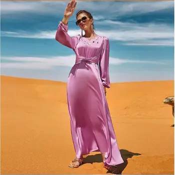 Proti-Vrat Nosorogovo Elegantno Obleko Maroški Kave, Elegantno, Retro, Počitnice, Lepa Bližnjem Vzhodu Obleko