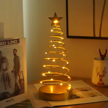 Spirala Star Božično Drevo LED Noč Lahka Baterija Upravlja Notranjo Dekoracijo Nočna Lučka za Xmas Tree Novo Leto Stranka Otroci Darilo