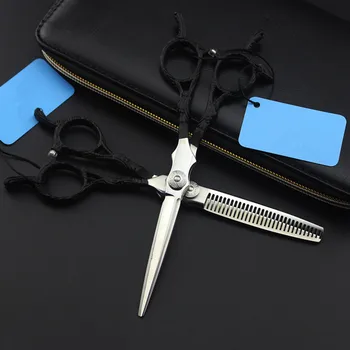strokovno japonska jekla 440c 6 inch črne lase škarje set za rezanje barber makas frizuro redčenje frizerske škarje, škarje za 0