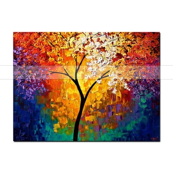 Svetlo Življenje Drevo Slika, Slikarstvo 100% Ročno Sodobno Abstraktno Oljna slika na Platnu Wall Art Doma Okras, Darilo Ni Uokvirjena
