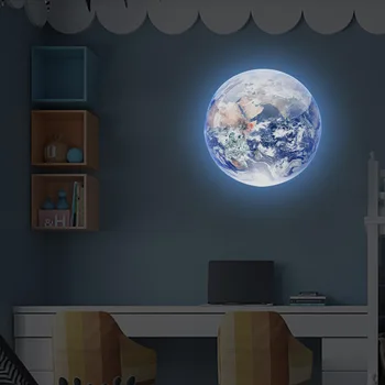 Svetlobna Luna Zemlja Modra Fluorescentna Dekoracijo Žareče Nalepka