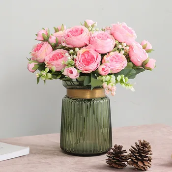 Umetna Svila perzijski Rose Šopek roza Ponaredek Cvetje Poroke, Poročne Šopke Dom, Balkon, Vrt, Cvetlični Aranžma Dekoracijo