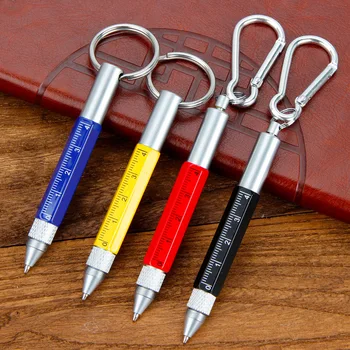 Večnamenski Mini kemični svinčnik Pisalo 6 v 1 Kovin izvijač, zaslon na dotik, pisalo Majhen ključnih verige pero Darilo dodatki