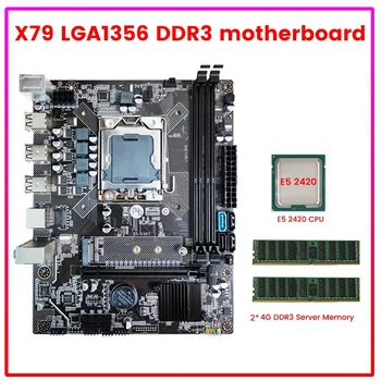 VROČE-X79 LGA1356 Matično ploščo Z E5 2420 CPU+2X4G DDR3 RAM M. 2 NVME SATA3.0 matične plošče, Set za Podporo REG ECC Pomnilnik Strežnika
