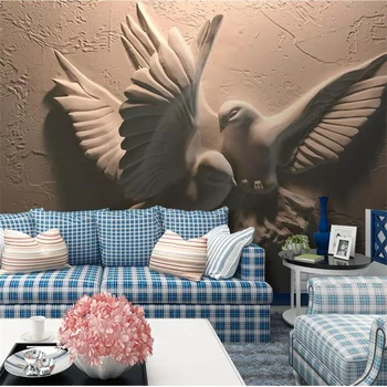 wellyu ozadje po Meri 3D freske de papel parede olajšave foto zidana, ki plujejo pod golob TV ozadju stensko slikarstvo ozadje zidana