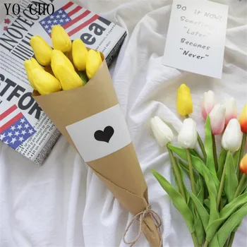 YO CHO 11PCS/VELIKO Mini Tulipani PU Umetnega Cvetja Za Dom Poročni Vrt Dekoracija Poročne Šopek DIY Ponaredek Cvet Rastline