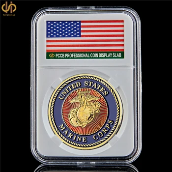 ZDA USMC Sile Recon Izziv Žeton Kovanec ameriški marinci Vojaške Zlato Spominski Kovanec Zbirka W/PCCB Prikazno Polje