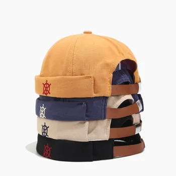 Črke, vezene moških in žensk kapa klobuki jeseni mornar klobuk barva docker melona klobuk
