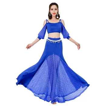 Ženske Orientalski Bellydance Kostum 2-delni Set Indijski Sodobno Plesno Obleko Velikem Zamahu Krilo Vrh Ples Praksi Oblačila Za Ženske