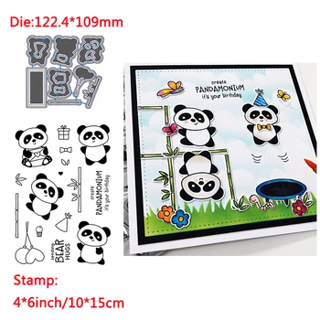 Živali Srčkan Panda Bambusa Besede Pregledna, Jasno Znamk Matchable Rezanje Umre Za DIY Scrapbooking Kartice Obrti, Nove do leta 2020