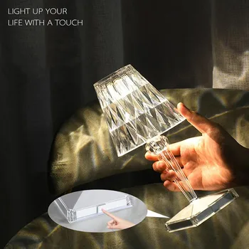 LED Namizna Svetilka USB Postelji Crystal Light Touch Stikalo Spalnica, Jedilnica Dnevna Soba Vzdušje Dekoracijo Akril namizne Svetilke, 1