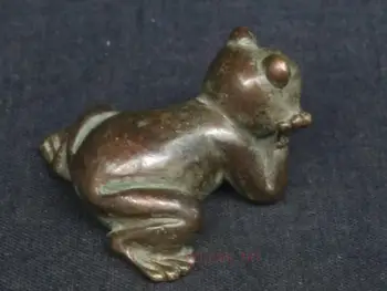 YIZHU CULTUER ART Collection Stari Kitajski Bronasto Carving Lovely Frog Kip obtežilnik za papir ali Obesek Družino Dekoracijo Darilo 1