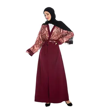 4 Barve, Bleščice Kimono Abaya Odprite Tam Kaftan Tassel Dolgo Cardigan Muslimanske Ženske Obleko Jilbab Arabski Mozaik Maxi Haljo Obleke Ramadana 2