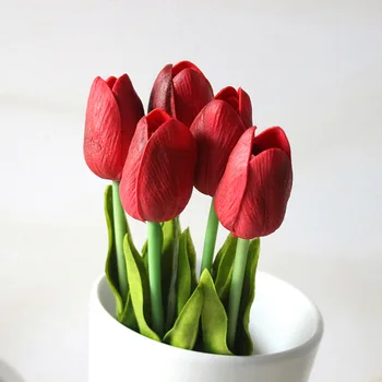 5Pcs/veliko Tulipanov Umetno Cvetje na Debelo Pravi Dotik PU Umetnega Šopek Cvetja Za Dom Darilo, Poročni Dekorativne Rože 2