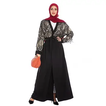 4 Barve, Bleščice Kimono Abaya Odprite Tam Kaftan Tassel Dolgo Cardigan Muslimanske Ženske Obleko Jilbab Arabski Mozaik Maxi Haljo Obleke Ramadana 3