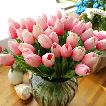 5Pcs/veliko Tulipanov Umetno Cvetje na Debelo Pravi Dotik PU Umetnega Šopek Cvetja Za Dom Darilo, Poročni Dekorativne Rože 3