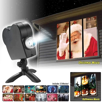 Božič Okno Projektor Lasersko svetlobo z 12 reflektor filmov in Halloween party luči za Dom Notranja Zunanja Dekoracija 3