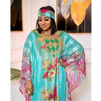 Dolgo Afriške Obleke za Ženske Plus Velikost Oblačila Dashiki Šifon Beaded Abaya Muslimansko Obleko Afriška Oblačila Haljo Africaine Femme 3