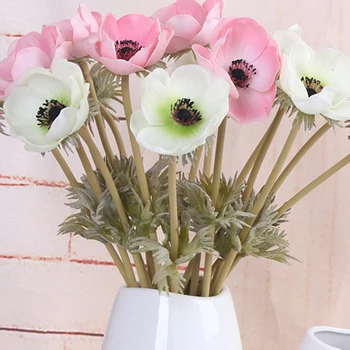 Pravi Dotik Umetno Anemone Rože Svilene Flores Artificiales za Poroko Holding Ponaredek Cvetje Doma na Vrtu Okrasni Venec 3