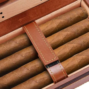 Shranjevanje Cigar, Cigar Torbe Cigar Humidor Primeru Prenosni Cedrovine Usnje Potovanja Humidor Vlažilnik Set Darilni Embalaži 3