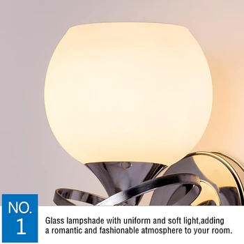1Pc Ustvarjalne Steklo LED Crystal Stenska Svetilka Dnevna Soba Oltarja Spalnica Postelji Night Light (brez Žarnice), 4