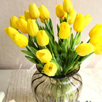 5Pcs/veliko Tulipanov Umetno Cvetje na Debelo Pravi Dotik PU Umetnega Šopek Cvetja Za Dom Darilo, Poročni Dekorativne Rože 4