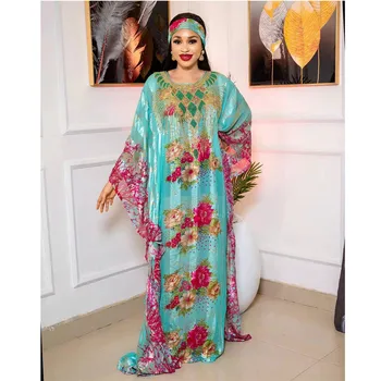 Dolgo Afriške Obleke za Ženske Plus Velikost Oblačila Dashiki Šifon Beaded Abaya Muslimansko Obleko Afriška Oblačila Haljo Africaine Femme 4