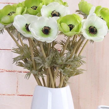 Pravi Dotik Umetno Anemone Rože Svilene Flores Artificiales za Poroko Holding Ponaredek Cvetje Doma na Vrtu Okrasni Venec 4