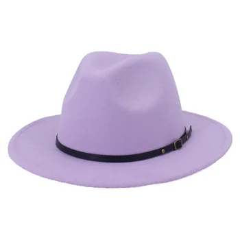 2020 pozimi fedora klobuki za ženske modni Ravno široko Roba Volne Klobučevine Jazz Fedora Klobuki za moške roza goth vrh letnik poroko skp 5