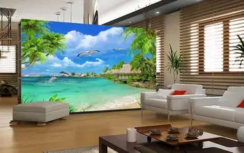 3D prilagodite Kokosovo drevo krajine ozadja za dnevno sobo photo steno stensko krajine ozadje 5