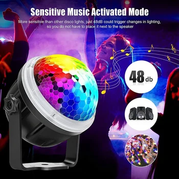 Disco Krogla, LED Stranka Lučka,RGBY Glasba-Nadzorovane,Vrtljiv Disco Lučka Z Daljinskim upravljalnikom Za Božič,Stranka,Otroci 5