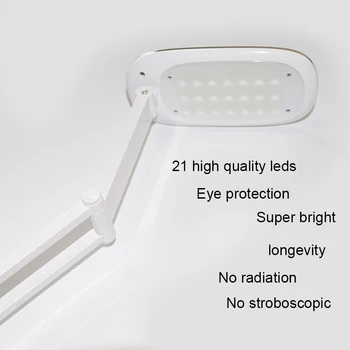 led Namizna Svetilka Power 4000 mah 21 LED Lučka za Noge Zložljivo Zaščito za Oči Zatemniti USB Nastavljiv Branje Študija Knjiga Tabela Desk Svetlobe 5